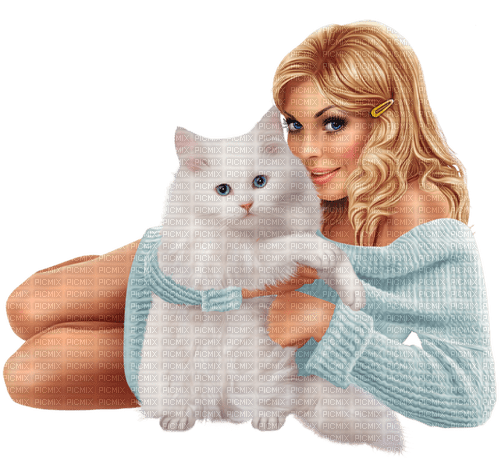Woman with her cat. Leila - 免费PNG