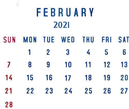 calendar, february 2021 - kostenlos png