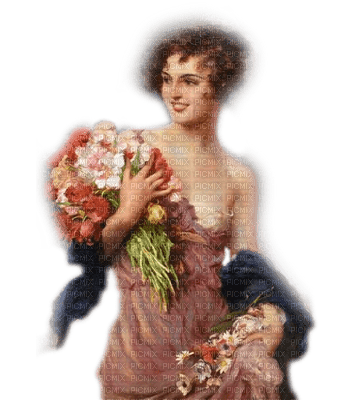 dama primavera verano  con flores  dubravka4 - 免费PNG