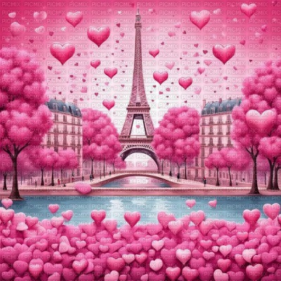 Valentines Eiffel Tower - Free PNG
