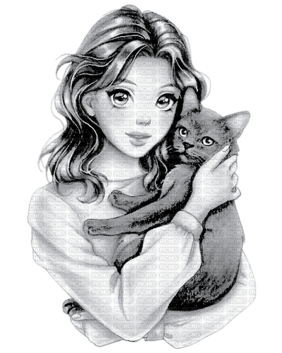 Girl and her cat - бесплатно png