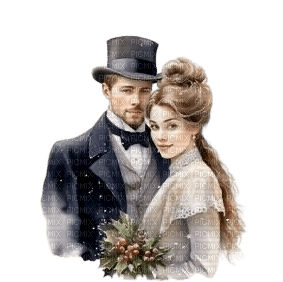 Victorian Winter couple - png gratis