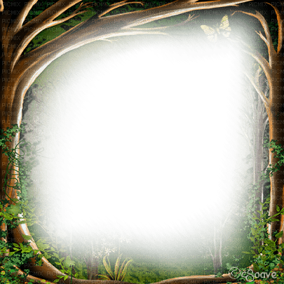 soave frame gothic fantasy tree forest green brown - besplatni png