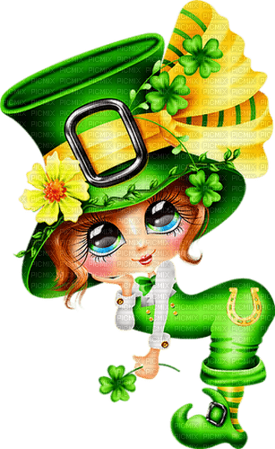 Girl.St.Patrick's Day.Green.Yellow - png grátis