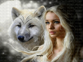 woman with wolf bp - Бесплатни анимирани ГИФ