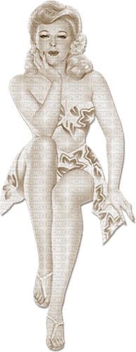 soave woman summer beach vintage pin up  sepia - фрее пнг