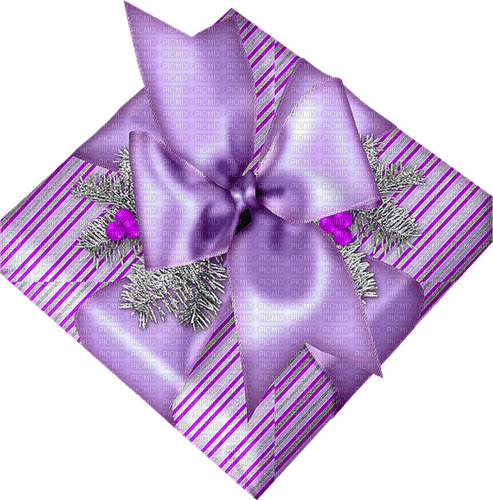 Christmas.Present.Silver.Purple - PNG gratuit
