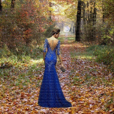 image encre couleur texture effet femme robe paysage automne mariage feuilles edited by me - PNG gratuit