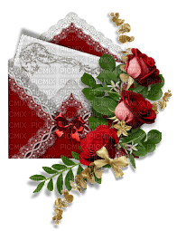 red roses with letter - darmowe png