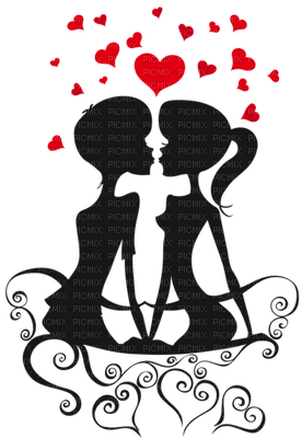 Kaz_Creations Valentine Silhouettes Silhouette Couple - безплатен png