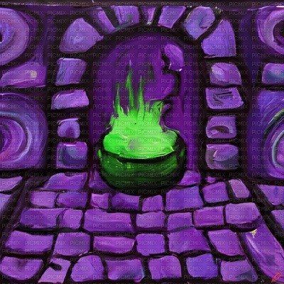 Purple Dungeon with Green Cauldron - 免费PNG