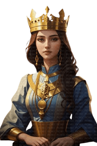 vintage woman blue gold fantasy crown - бесплатно png