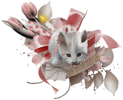 dolceluna spring cat vintage deco pink - ingyenes png