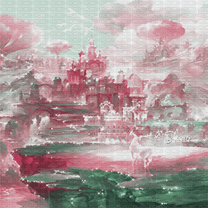 soave background animated surreal fantasy castle - Безплатен анимиран GIF