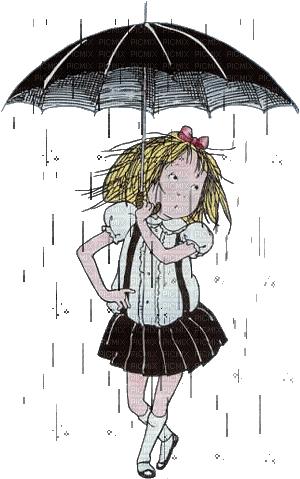 girl rain - GIF animado grátis