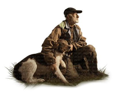 Kaz_Creations Old Man With Dog Pup - gratis png