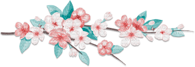 soave deco flowers spring branch pink teal - 無料png