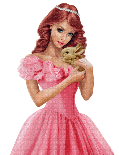 Woman with her rabbit. Easter. Spring. Leila - gratis png
