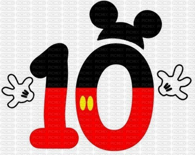 image encre numéro 10 bon anniversaire Mickey Disney edited by me - bezmaksas png