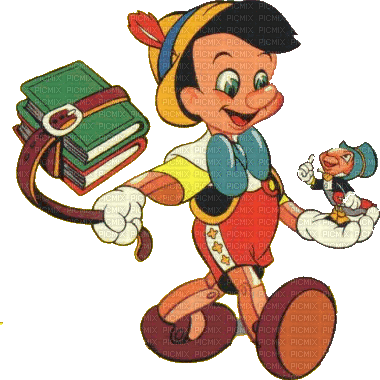 Pinocchio à l'école - Бесплатный анимированный гифка