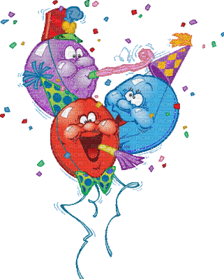 balloon ballons birthday tube deco anniversaire party colored  ballon ballons geburtstag  gif anime animated animation glitter face - Zdarma animovaný GIF