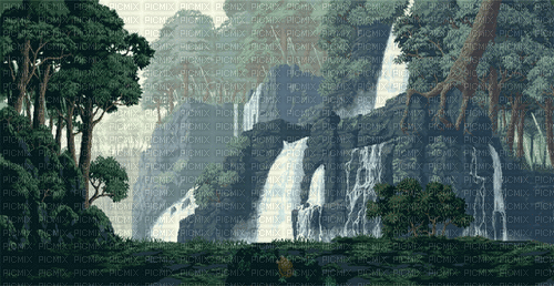 jungle waterfall - Animovaný GIF zadarmo