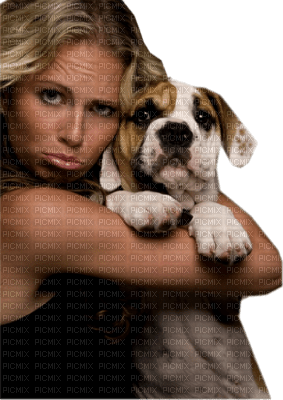 femme et bulldog - nemokama png