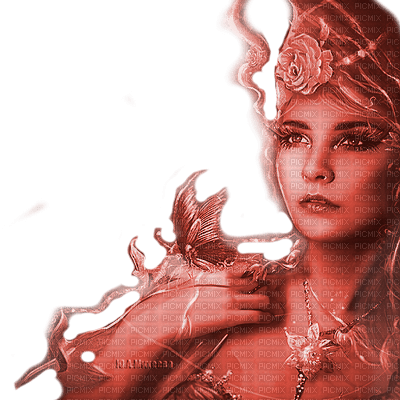 Y.A.M._Fantasy woman girl red - PNG gratuit
