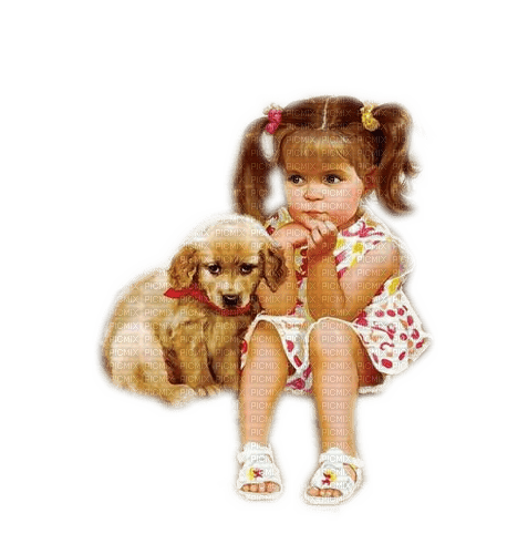 Girl and Dog - PNG gratuit