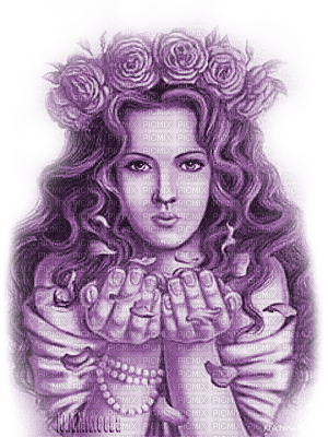 Y.A.M._Fantasy woman girl purple - png ฟรี