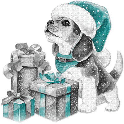 soave animals dog christmas winter black white - бесплатно png