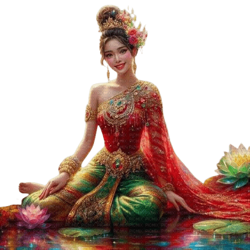 loly33 femme lotus - Free PNG