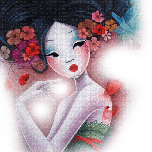 woman art geisha - gratis png