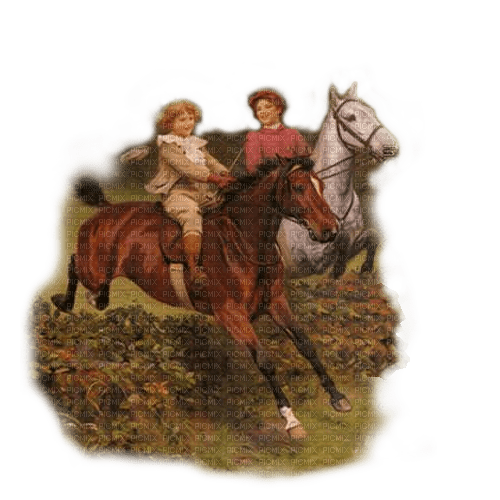niños a caballo vintage dubravka4 - png gratuito