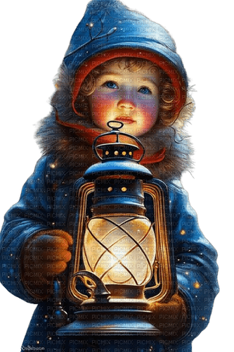 loly33 enfant hiver lanterne - darmowe png