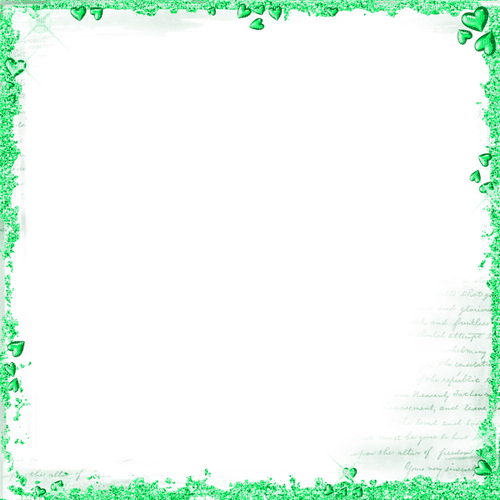 Green Hearts and Glitter Frame - Free PNG