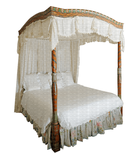 White Canopy Bed - gratis png