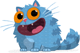 cat chat katze gif cartoon blue fun anime animated - Free animated GIF