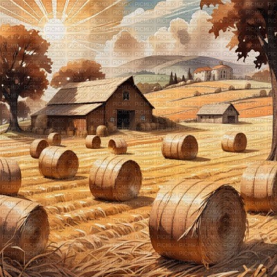 Farm and Hay Bales - Free PNG