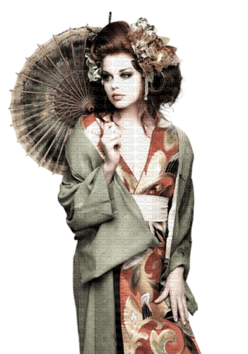 femme asiatique ombrelle - zdarma png