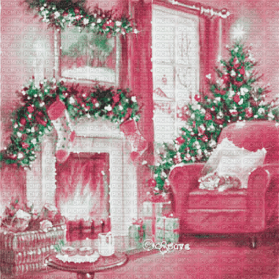 soave background animated vintage christmas room - 無料のアニメーション GIF