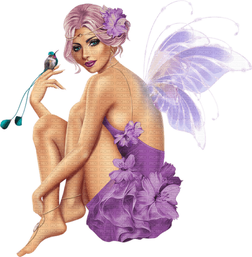 kikkapink woman spring  fairy bird wings purple - ingyenes png