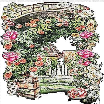 casa terraza flores vintage   gif dubravka4 - Zdarma animovaný GIF