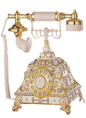 Téléphone Blanc Doré Vintage:) - бесплатно png