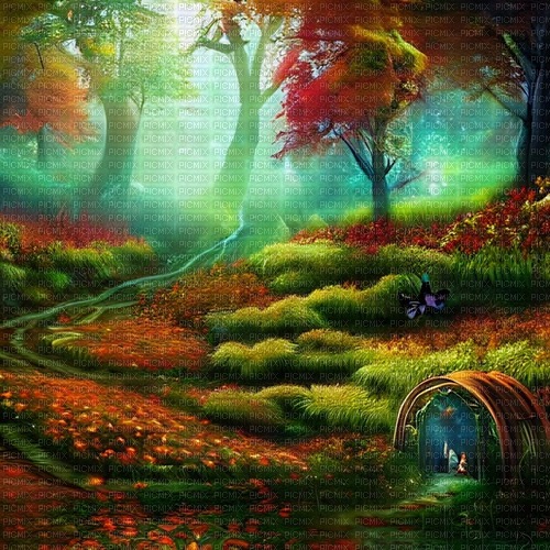 kikkapink autumn fantasy background forest - Free PNG