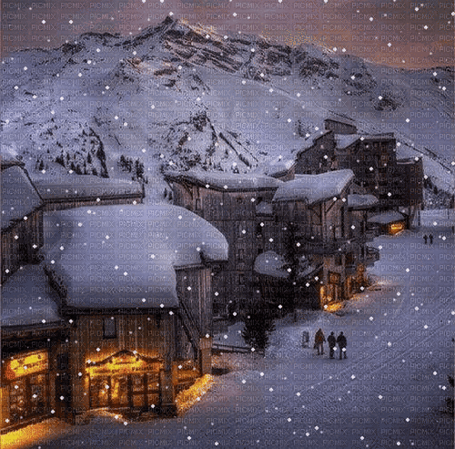 snow village winter - Бесплатни анимирани ГИФ