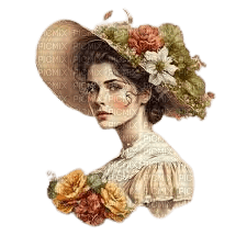 mujer vintage con sombrero - png gratis