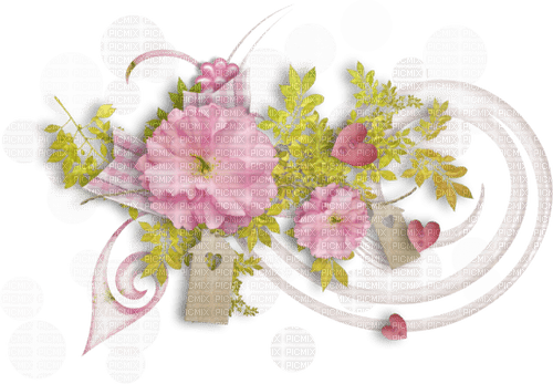 Pink green flowers deco [Basilslament] - бесплатно png