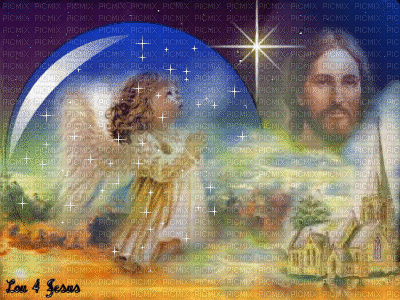 Ангел и Христос - GIF animé gratuit