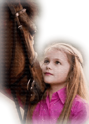 child with her horse - ücretsiz png